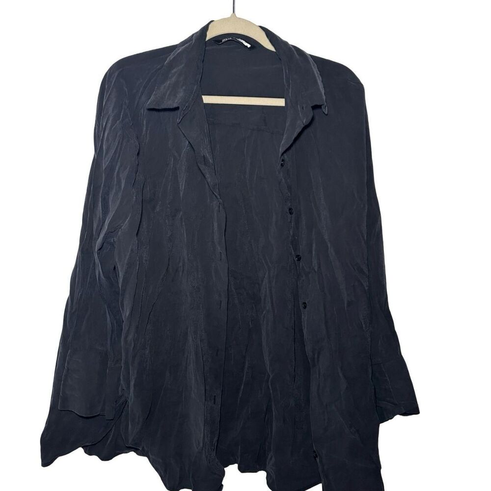 Zara Women's Grey and Navy Blouse
